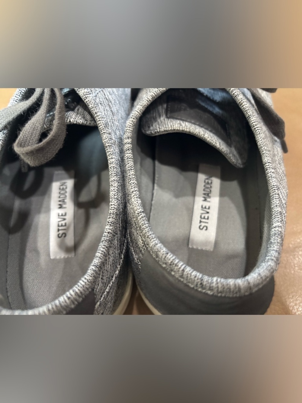 Steve Madden men’s Gray Knit minimalist casual Lace-Up Sneakers - Picture 6 of 8
